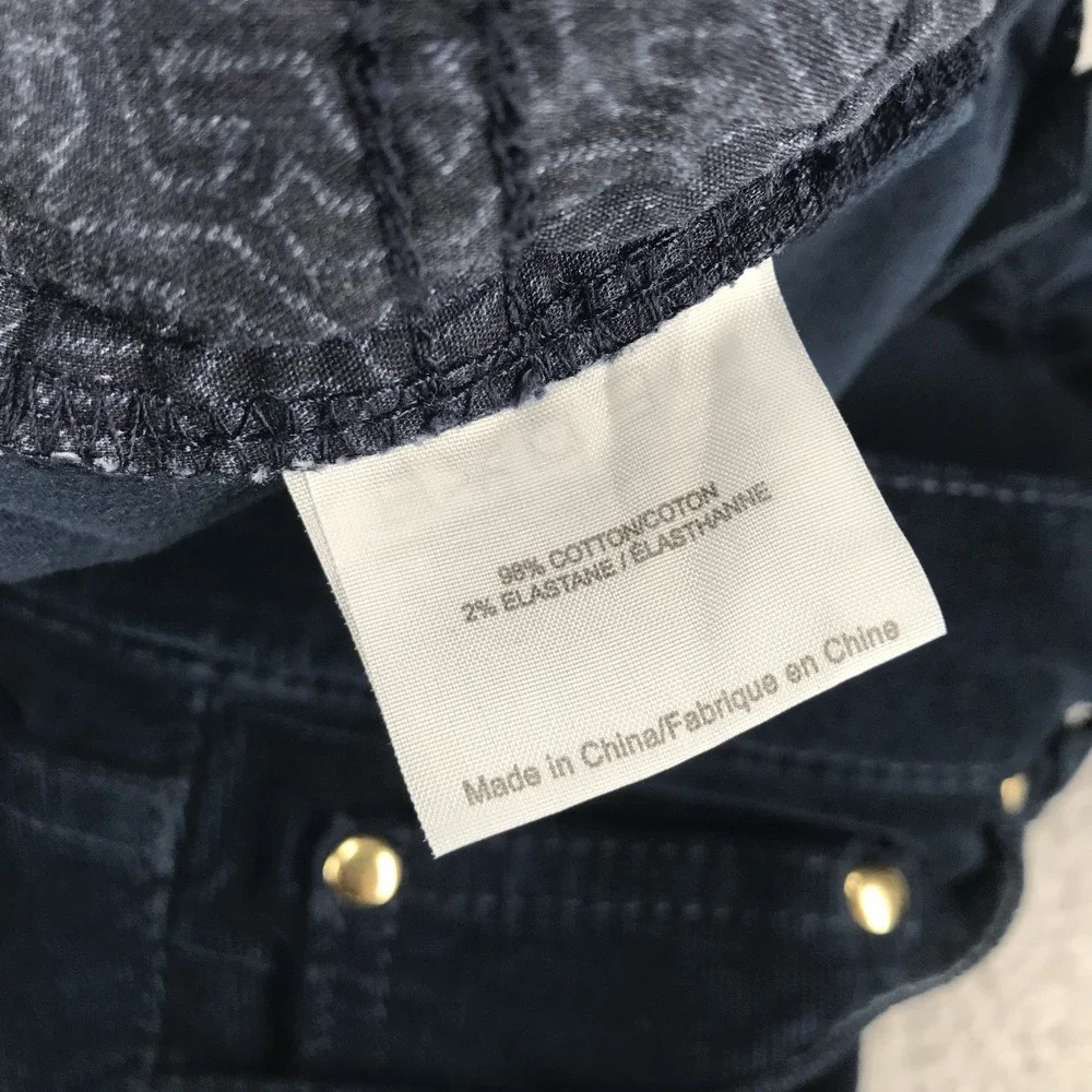 Tory Burch Pants Womens 26 Navy Blue Bootcut Corduroy Low Rise 33 Inseam Pockets